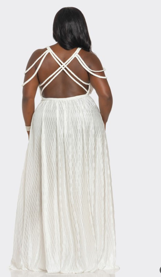 Allure Wavy Rope Maxi Dress-White