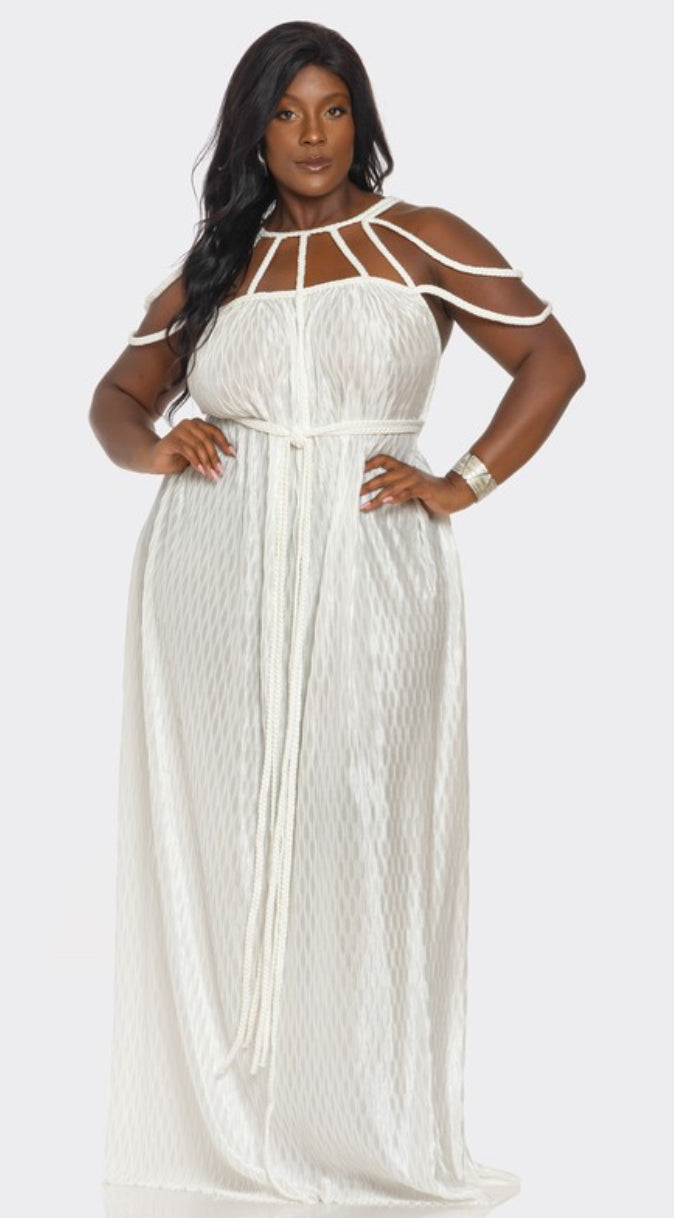 Allure Wavy Rope Maxi Dress-White