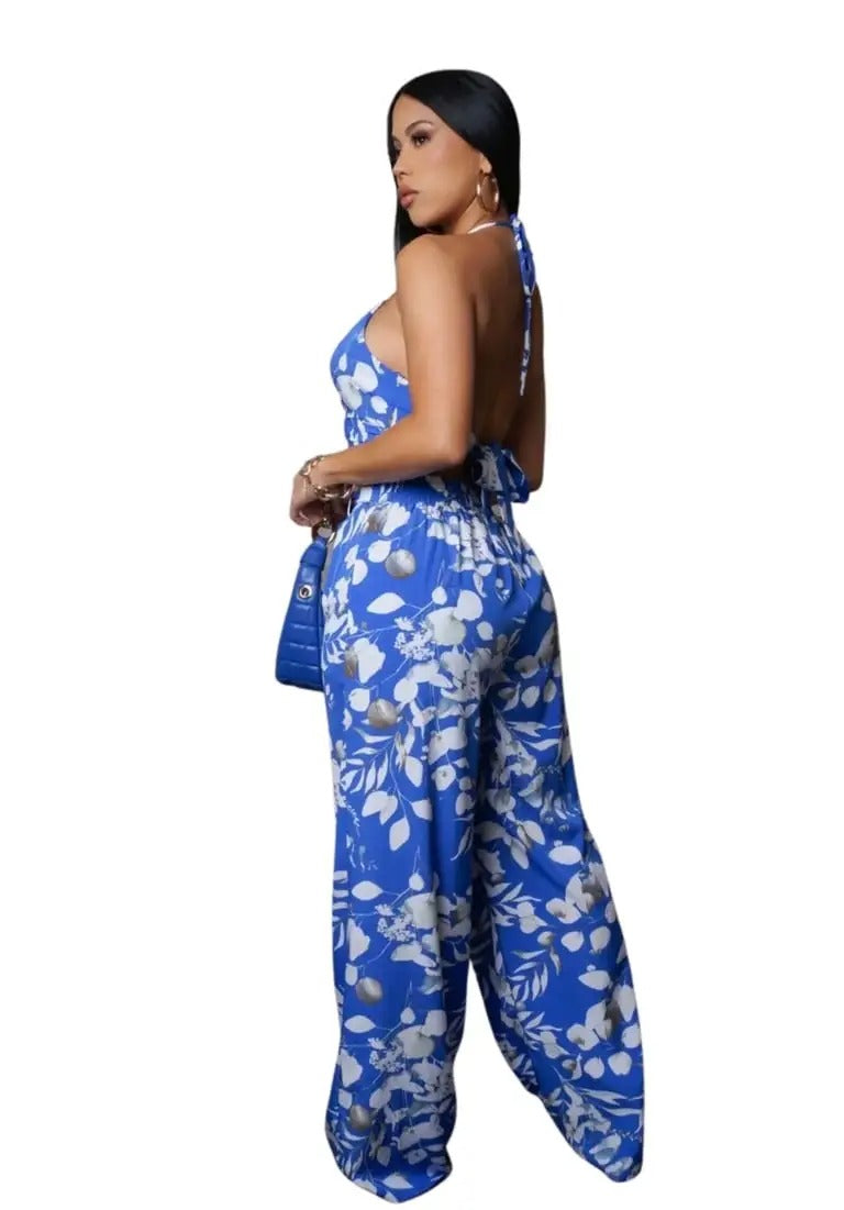 Turns Out Two Piece Pants Set- Blue