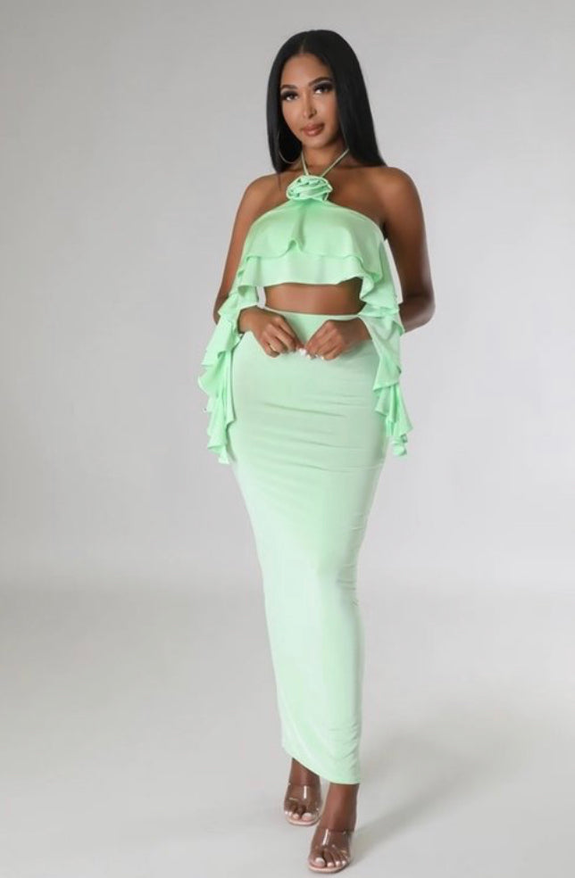 Camille Two Piece Set- Mint Cream