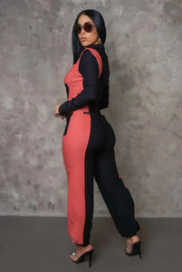 Going Everywhere Jumpsuit- Rust/Black