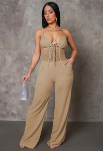 Keeping To Myself Jumpsuit - Taupe