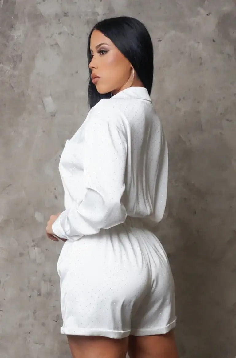 Night Full Of Star Romper- White