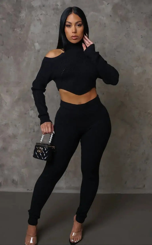 Feeling Up Two Piece Set - Black