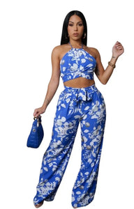 Turns Out Two Piece Pants Set- Blue