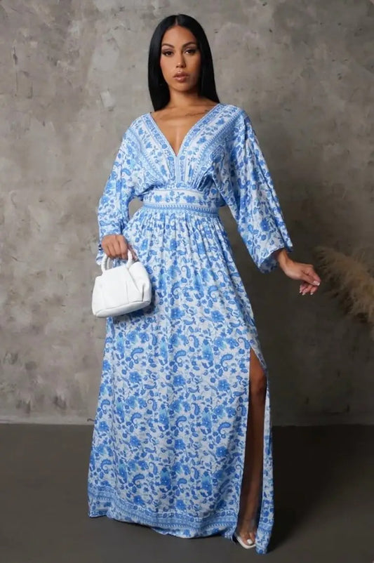 Breath Of Fresh Air Maxi Dress- Blue